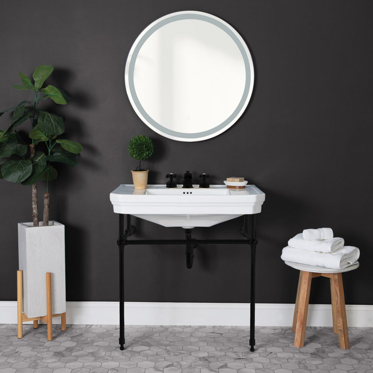 32 Inch Console Bathroom Sink | Alternative Image 09 | finish:Brushed Nickel | faucet centers:Single Hole