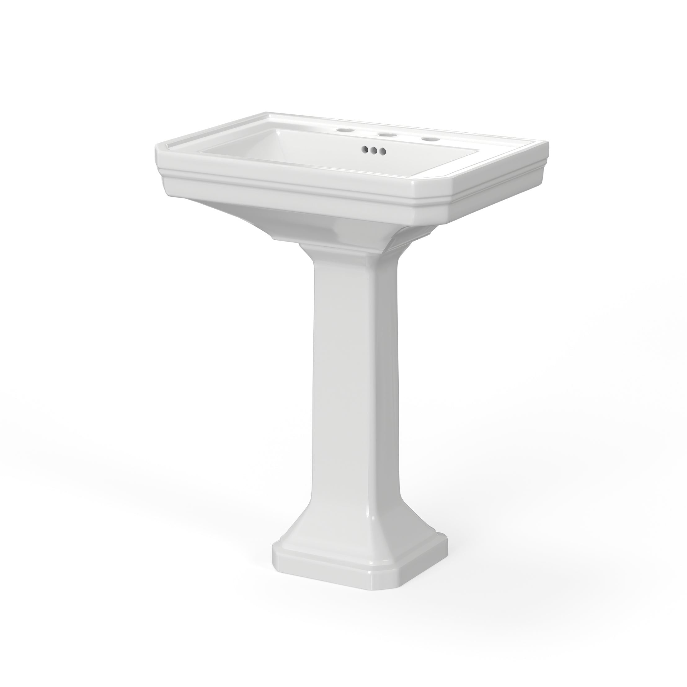 26 Inch Porcelain Pedestal Bathroom Sink | Alternative Image 03 | faucet centers:8 Inch