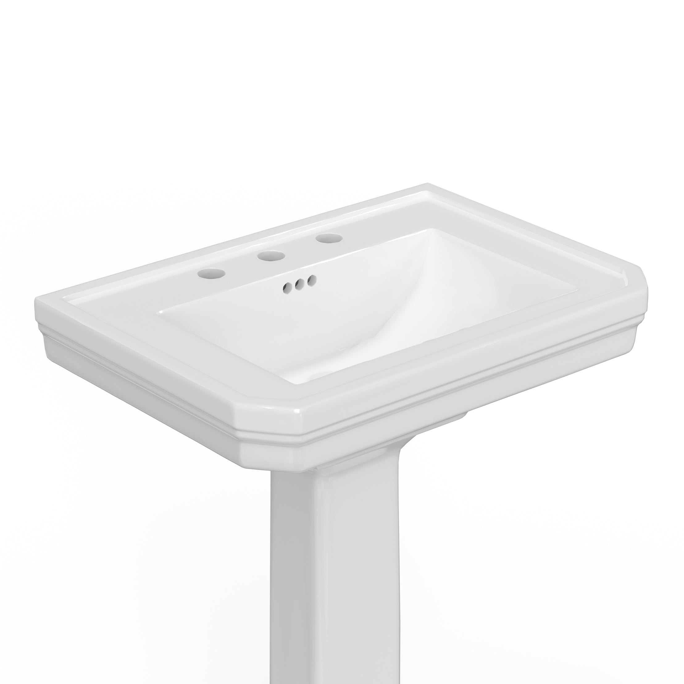 26 Inch Porcelain Pedestal Bathroom Sink | Alternative Image 05 | faucet centers:8 Inch