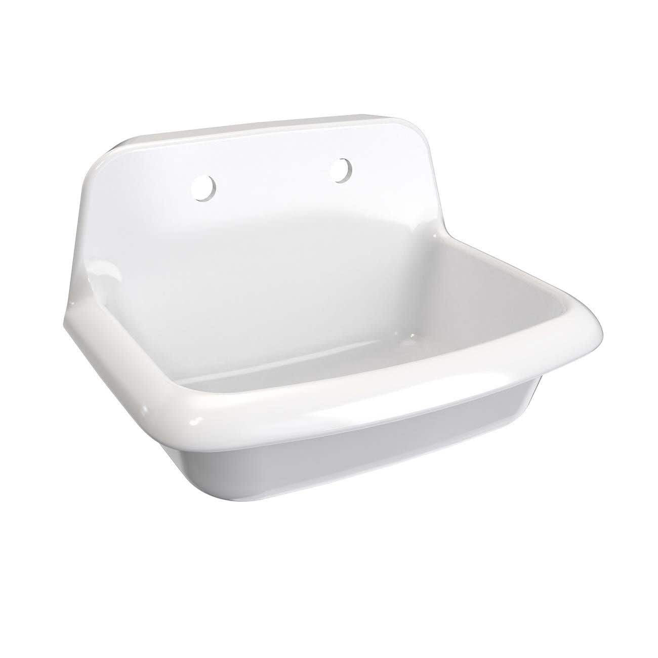 24 Inch Porcelain Wall Mount Utility Sink - White - 8 Inch Faucet Holes | Alternative Image 02