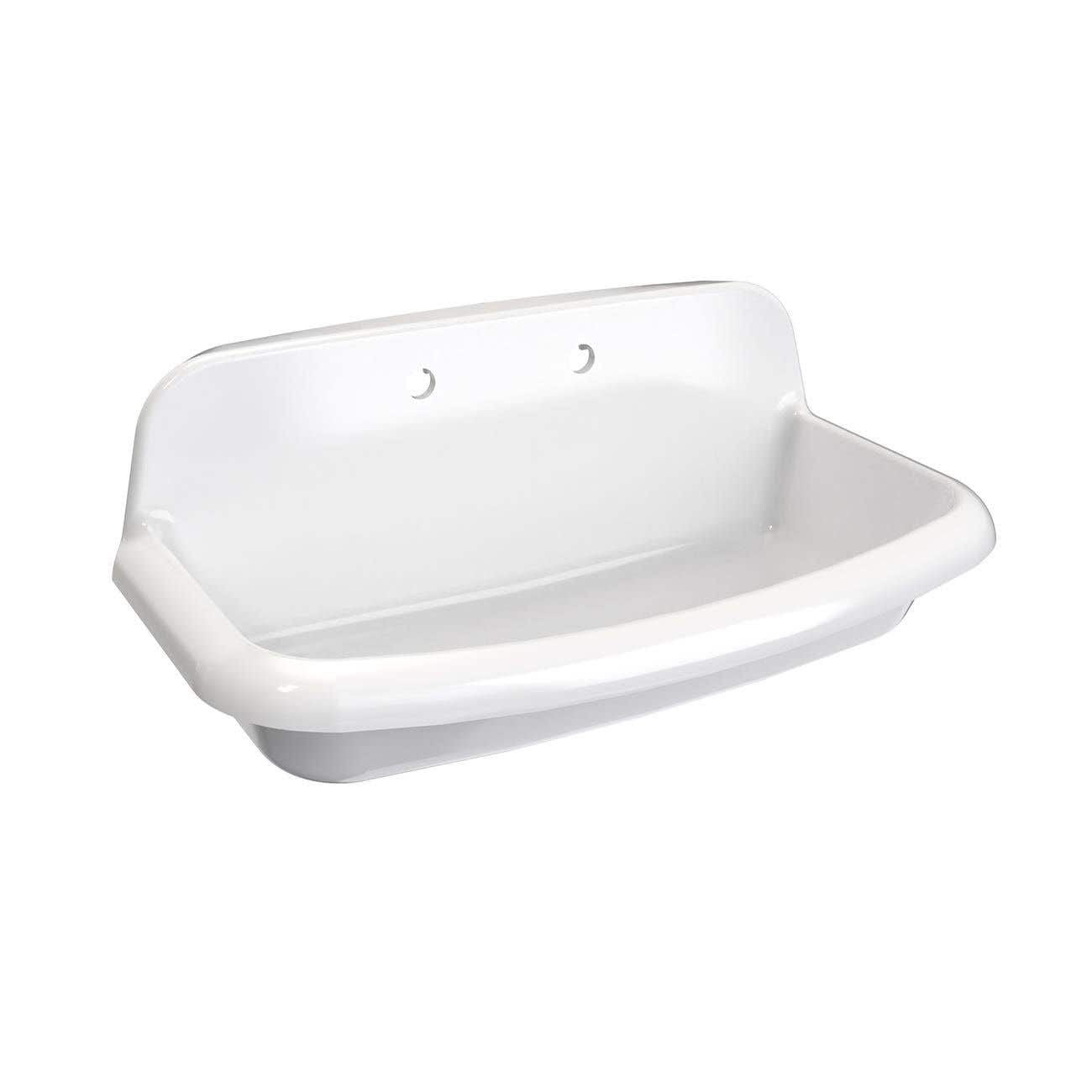 36 Inch Porcelain Wall Mount Utility Sink - White - 8 Inch Faucet Holes | Alternative Image 02