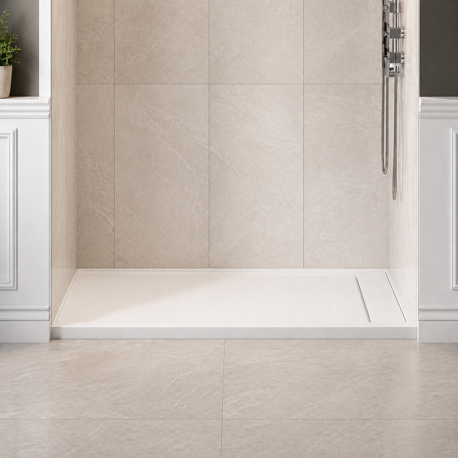 60 x 32-Inch Single Threshold Shower Base With Right-Hand Outlet | Alternative Image 01 | size:60 x 32 | drain location:Right