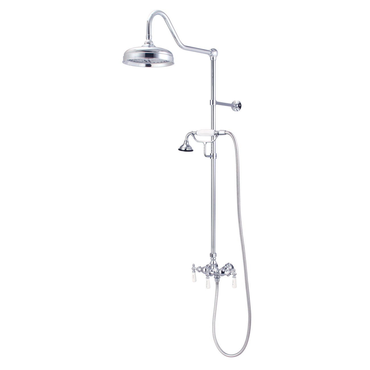 Exposed Porcelain Handle Shower Set with Handshower | Alternative Image 01 | finish:Chrome