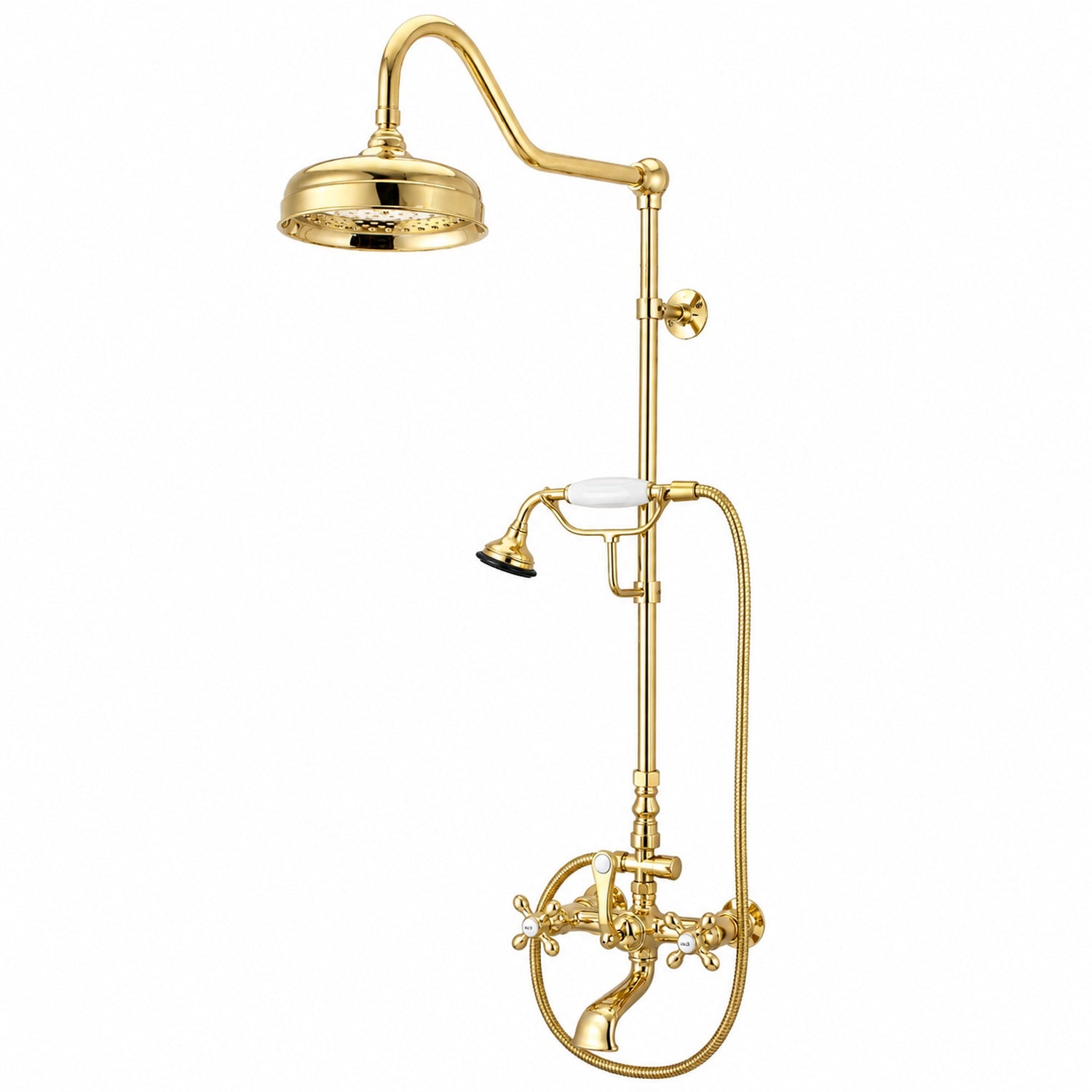 Maidstone Exposed Shower and Bathtub Filler with Tub Spout and Handshower - Polished Brass | Alternative Image 01 | finish:Polished Brass