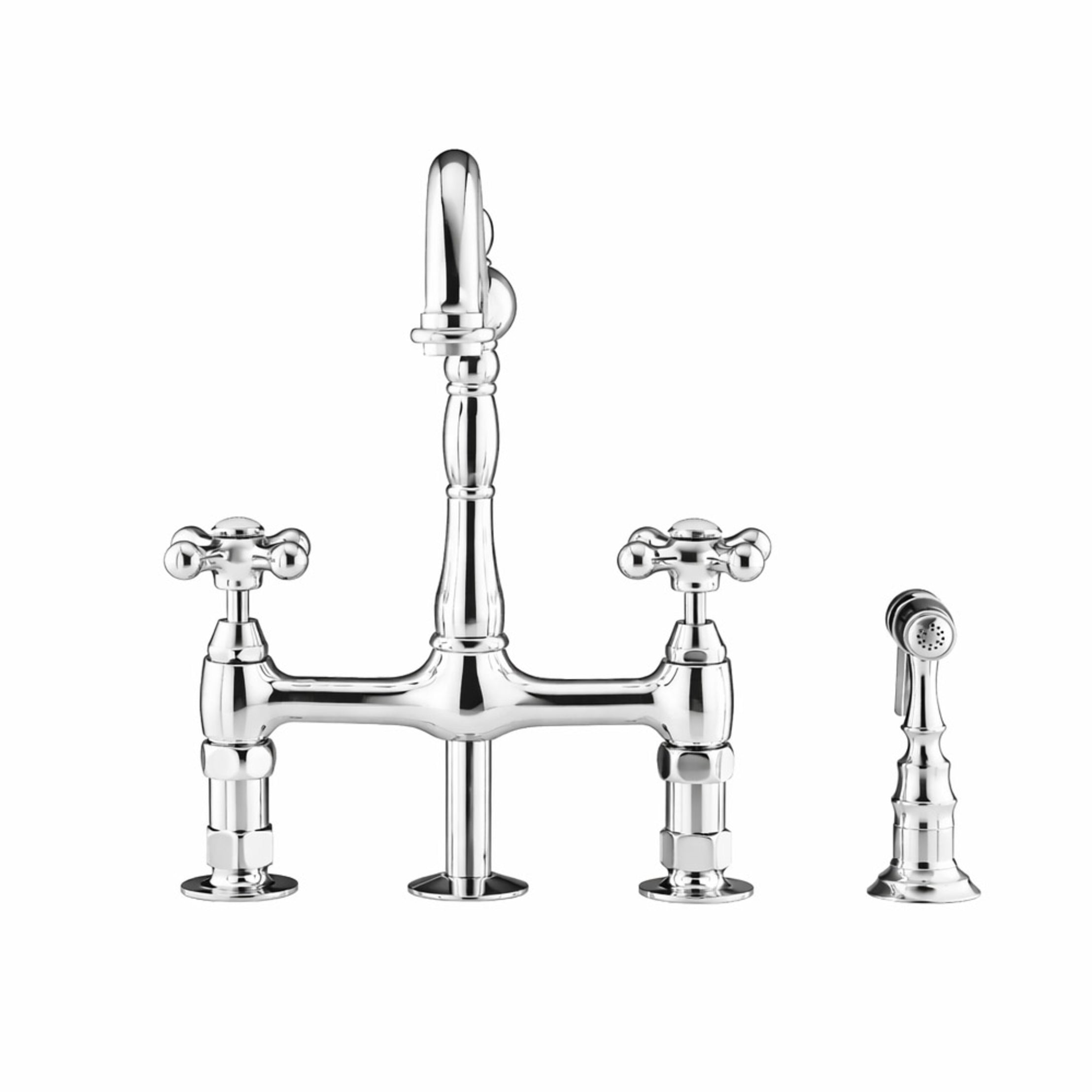 Adriana Bridge Kitchen Faucet - Metal Cross Handles - Chrome | Alternative Image 01 | finish:Chrome