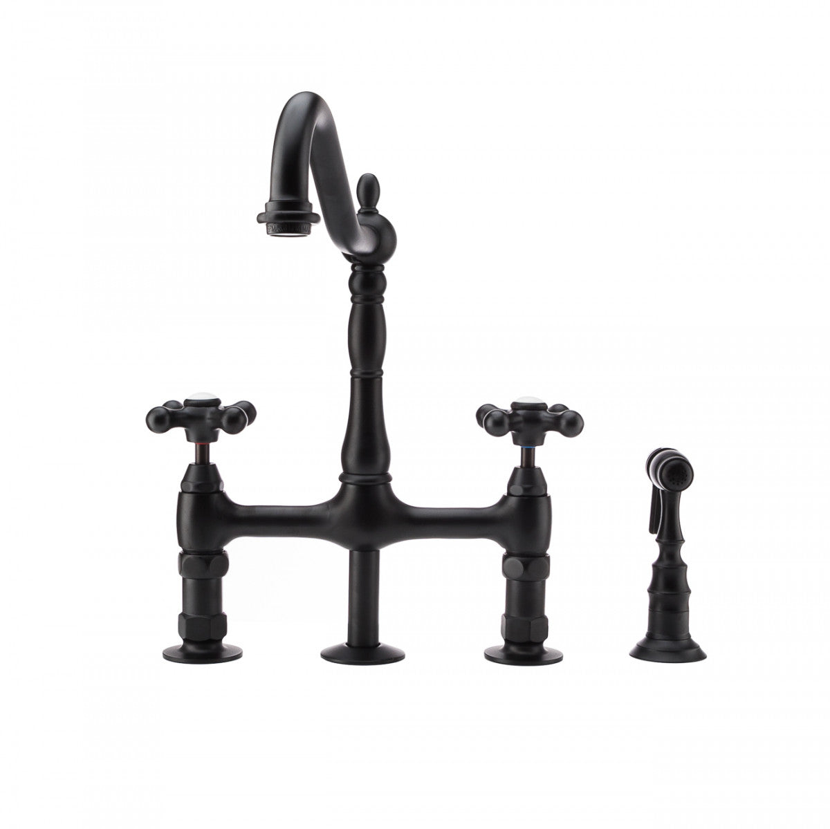 Adriana Bridge Kitchen Faucet - Metal Cross Handles - Matte Black | Alternative Image 01 | finish:Matte Black