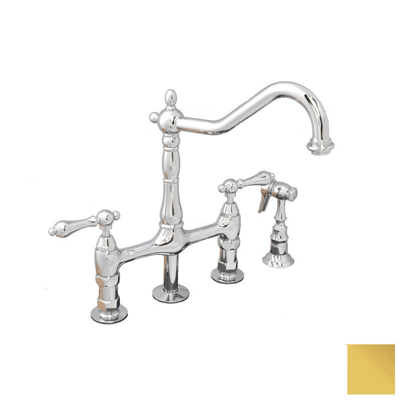 Adriana Bridge Kitchen Faucet - Metal Lever Handles - Super Coated Brass | Alternative Image 01 | finish:Polished Brass
