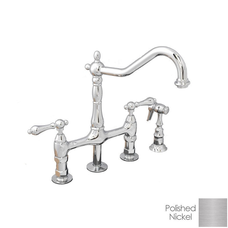 Adriana Bridge Kitchen Faucet - Metal Lever Handles - Polished Nickel | Alternative Image 01 | finish:Polished Nickel