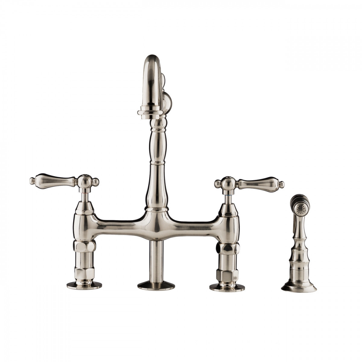 Adriana Bridge Kitchen Faucet - Metal Lever Handles - Brushed Nickel | Alternative Image 01 | finish:Brushed Nickel