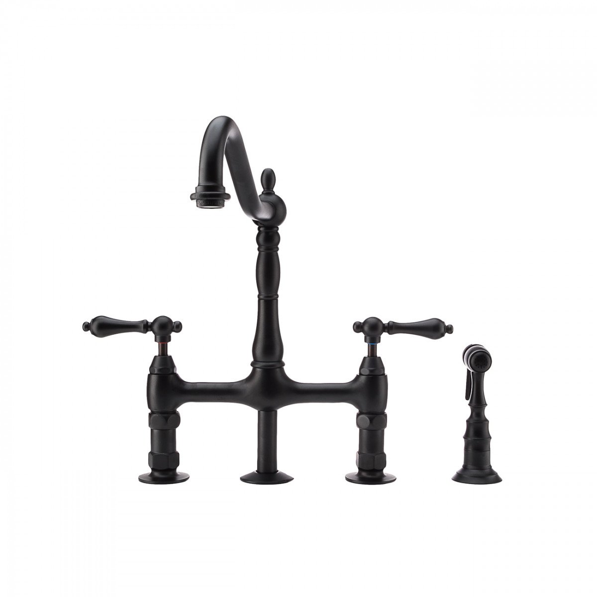 Adriana Bridge Kitchen Faucet - Metal Lever Handles - Matte Black | Alternative Image 01 | finish:Matte Black