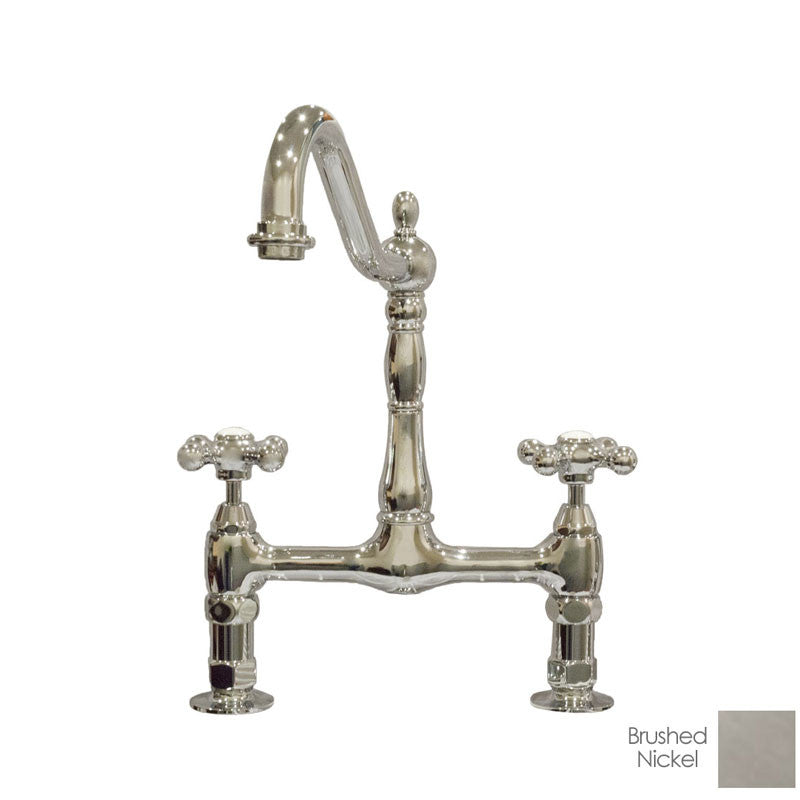 Bolton Bridge Kitchen Faucet - Metal Cross Handles - Brushed Nickel | Alternative Image 01 | finish:Brushed Nickel