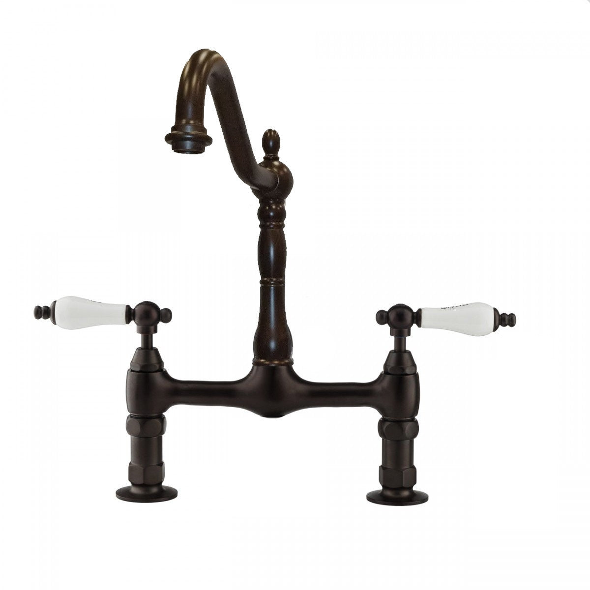 Bolton Bridge Kitchen Faucet - Porcelain Lever Handles - Oil Rubbed Bronze | Alternative Image 01 | finish:Oil Rubbed Bronze