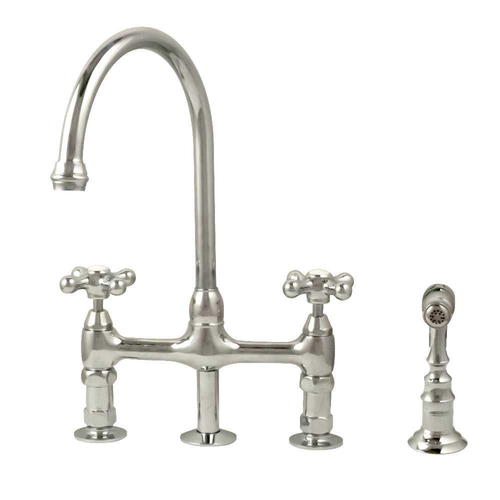 Bradford Bridge Kitchen Faucet - Metal Cross Handles - Chrome | Alternative Image 01 | finish:Chrome