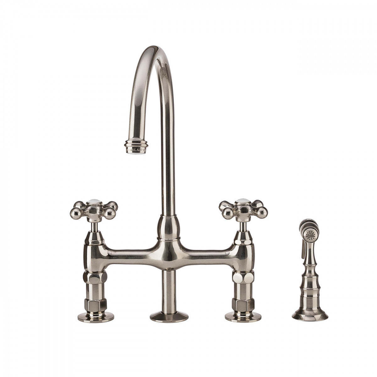 Bradford Bridge Kitchen Faucet - Metal Cross Handles - Brushed Nickel | Alternative Image 01 | finish:Brushed Nickel