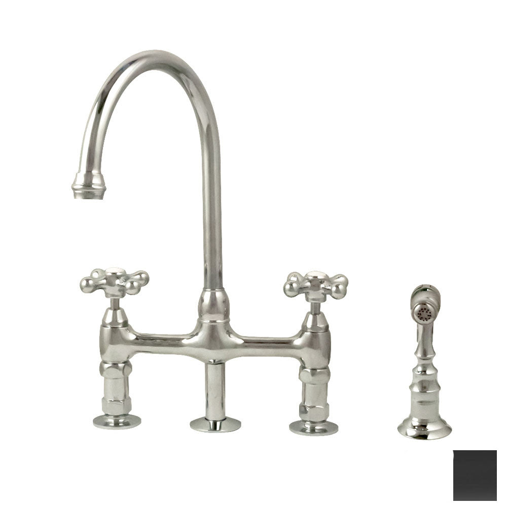 Bradford Bridge Kitchen Faucet - Metal Cross Handles - Oil Rubbed Bronze | Alternative Image 01 | finish:Oil Rubbed Bronze