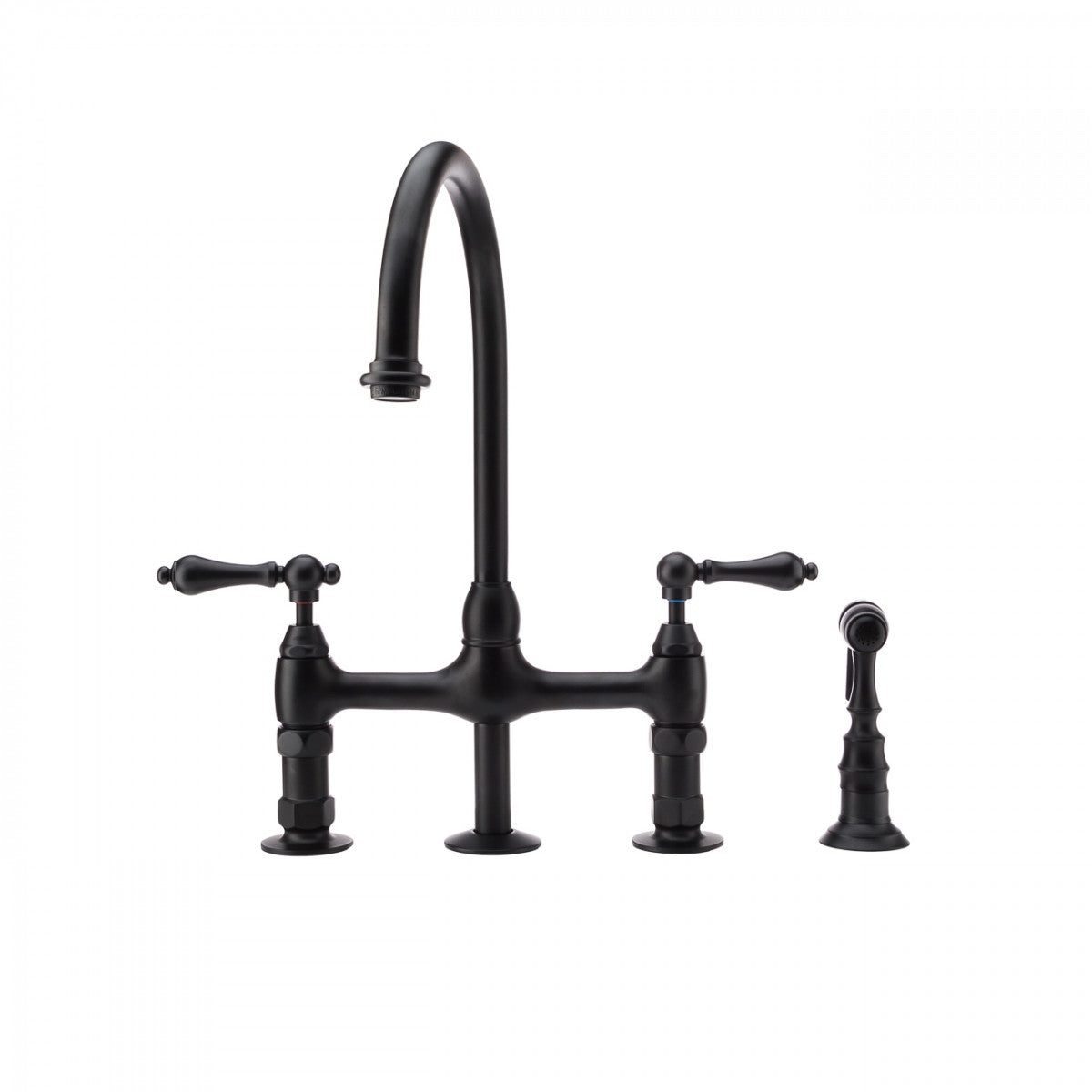 Bradford Bridge Kitchen Faucet - Metal Lever Handles - Matte Black | Alternative Image 01 | finish:Matte Black