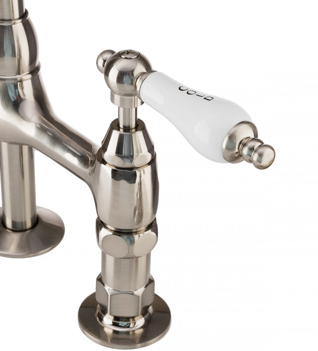 Bradford Bridge Kitchen Faucet - Porcelain Lever Handles - Brushed Nickel | Alternative Image 03 | finish:Brushed Nickel