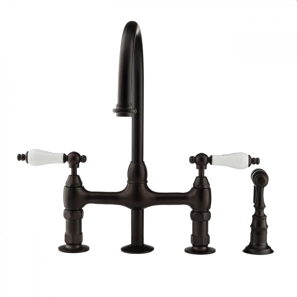 Bradford Bridge Kitchen Faucet - Porcelain Lever Handles - Oil Rubbed Bronze | Alternative Image 01 | finish:Oil Rubbed Bronze