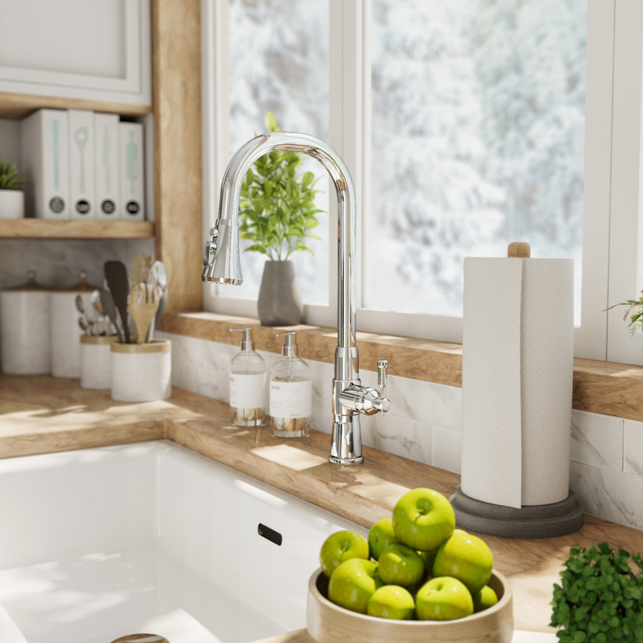 Kitchen Faucet With Pull Down Spring Spout | Alternative Image 01 | finish:Chrome
