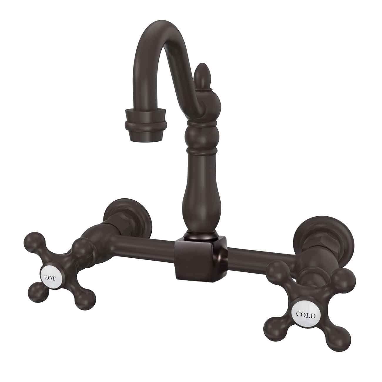 Wall Mounted Bridge Utility Faucet - Metal Cross Handles - 7 Inch Spout Reach | Alternative Image 01 | finish:Oil Rubbed Bronze