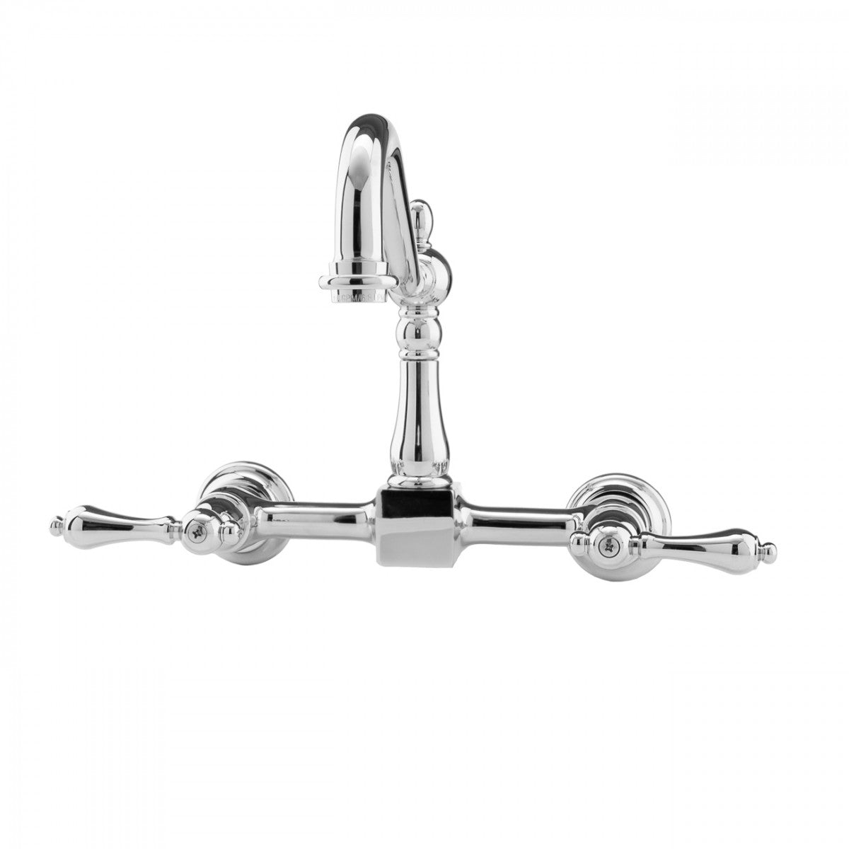 Peyton Wall Mount Kitchen Faucet - Metal Lever Handles - Chrome | Alternative Image 01 | finish:Chrome