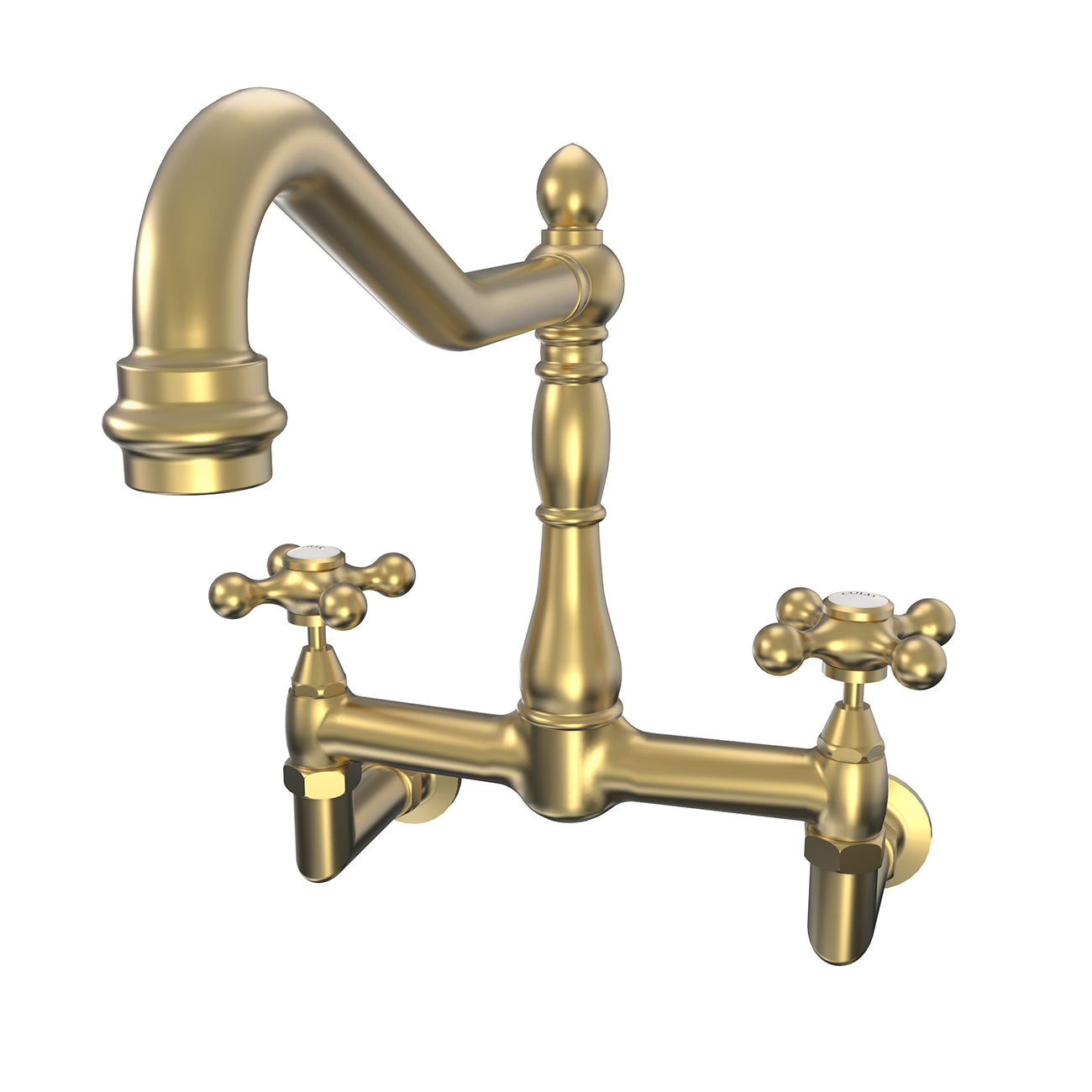 Audrey Wall Mount Kitchen Faucet - Metal Cross Handles - Oil Rubbed Bronze | Alternative Image 02 | finish:Oil Rubbed Bronze