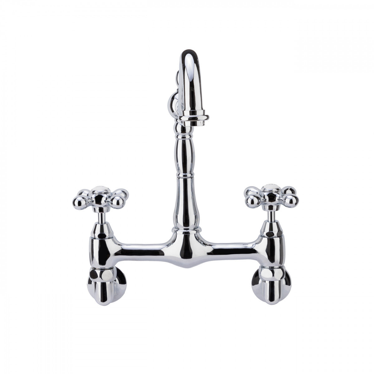 Florian Wall Mount Kitchen Faucet - Metal Cross Handles - Chrome | Alternative Image 01 | finish:Chrome