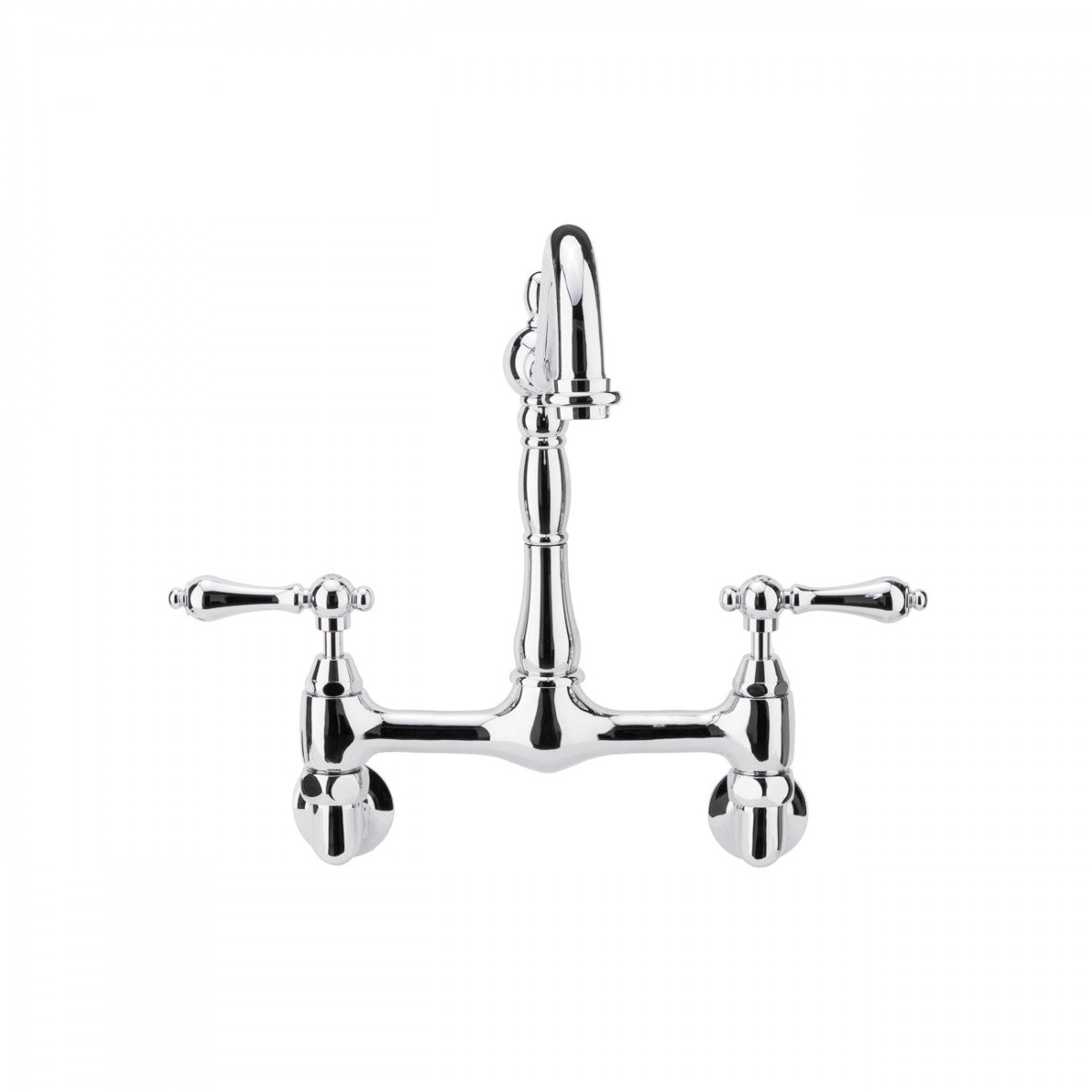 Florian Wall Mount Kitchen Faucet - Metal Lever Handles - Chrome | Alternative Image 01 | finish:Chrome