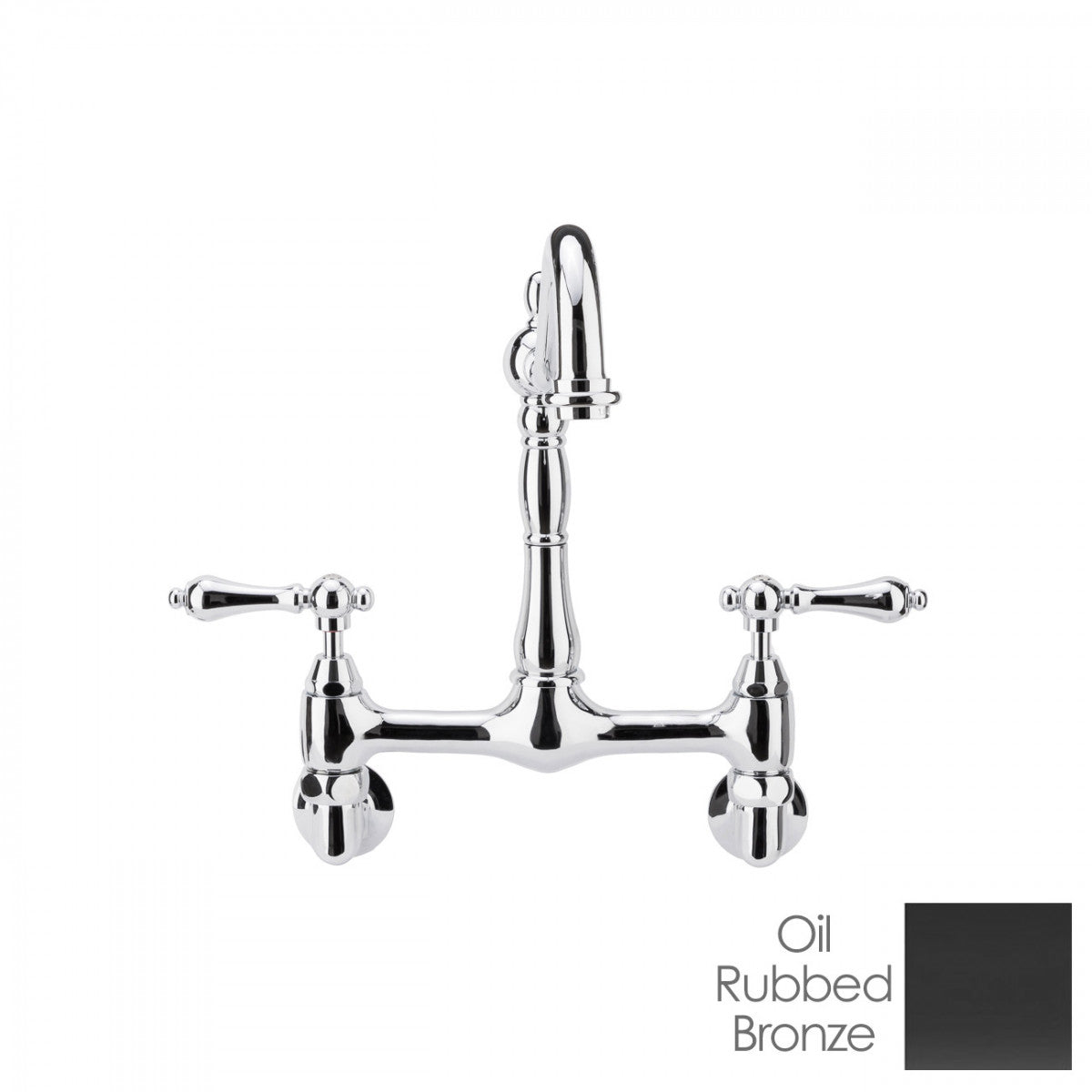 Florian Wall Mount Kitchen Faucet - Metal Lever Handles - Oil Rubbed Bronze | Alternative Image 01 | finish:Oil Rubbed Bronze