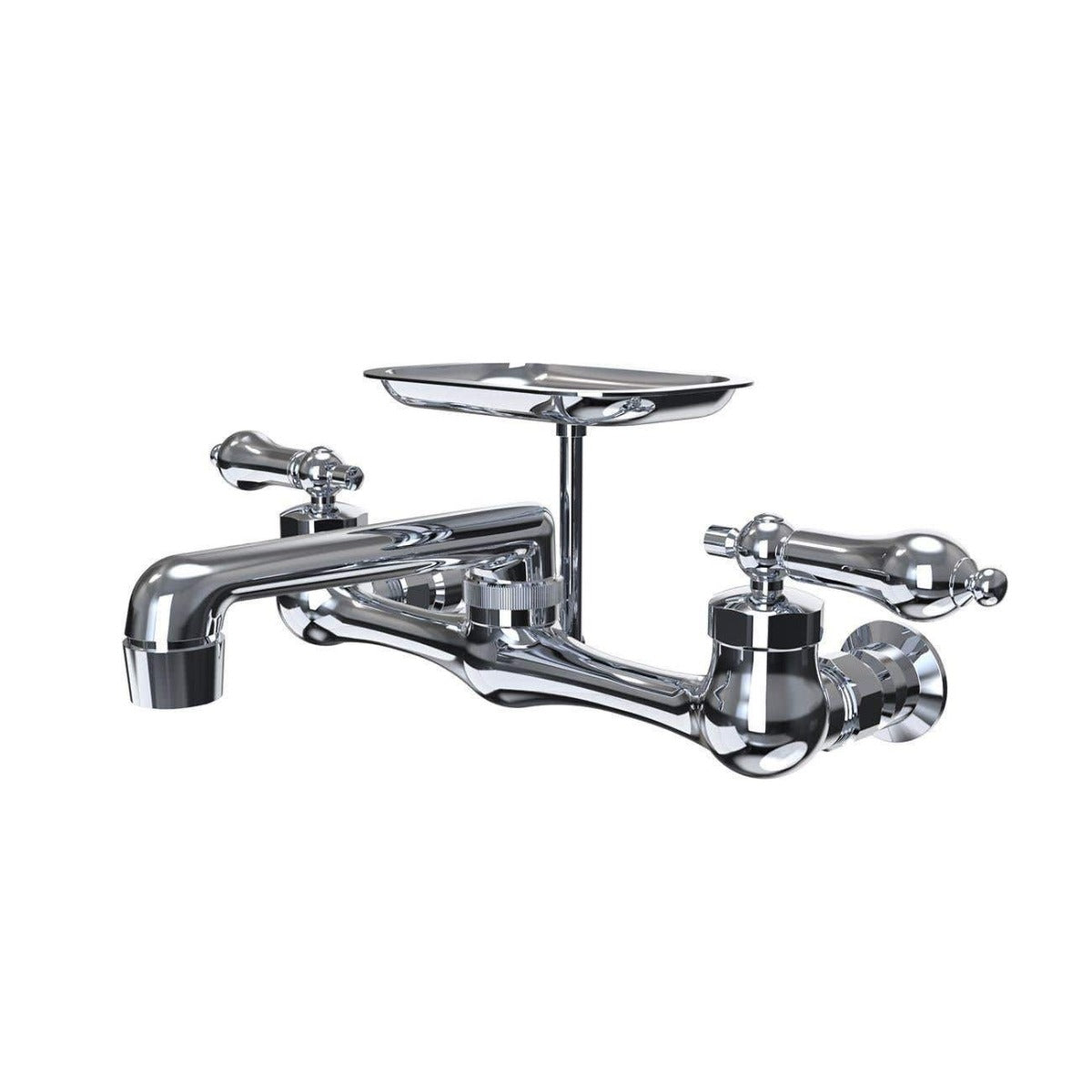 Wall Mount Kitchen Faucet - Metal Lever Handles - Brushed Brass | Alternative Image 02 | finish:Brushed Brass