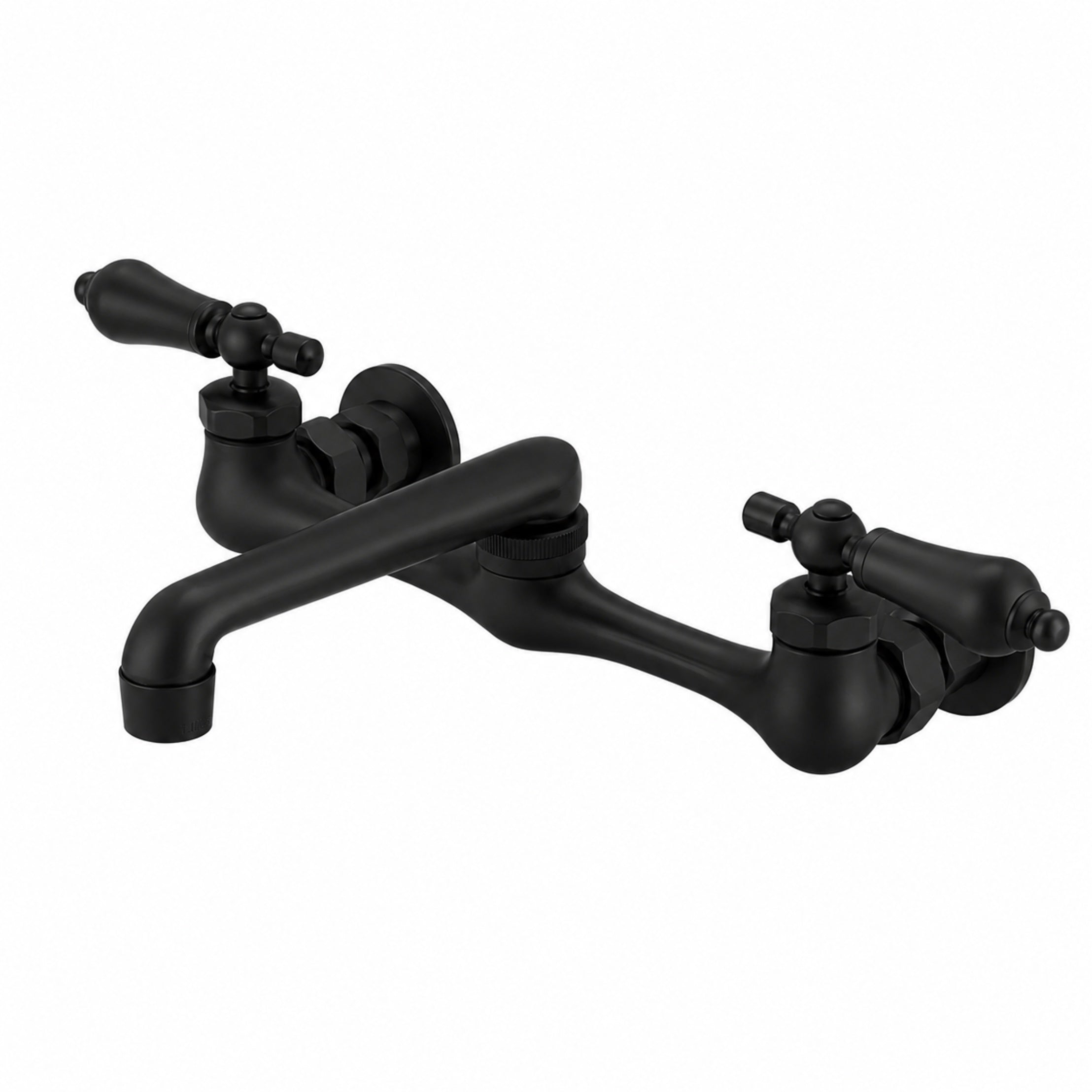 Wall Mount Utility Sink Faucet with Swivel Spout and Metal Lever Handles-Matte Black | Alternative Image 01 | finish:Matte Black
