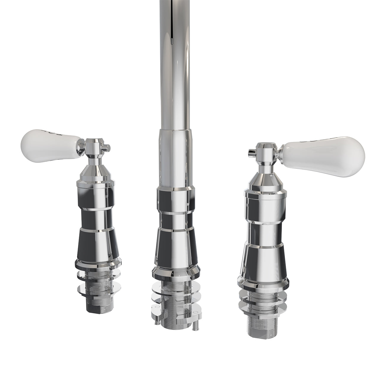 Widespread Kitchen Faucet With Pull Down Spring Spout | Alternative Image 05 | finish:Chrome