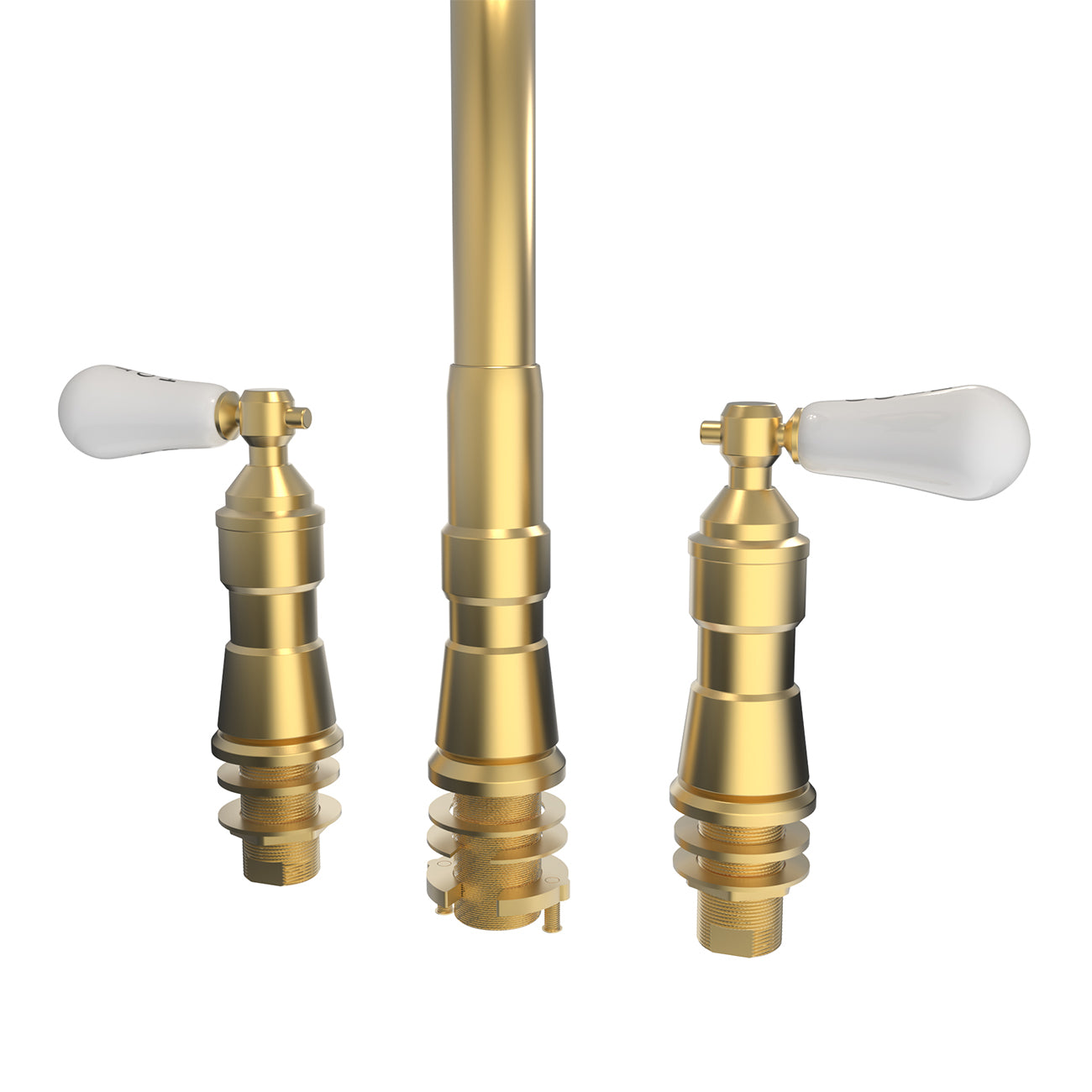 Widespread Kitchen Faucet With Pull Down Spring Spout | Alternative Image 06 | finish:Chrome