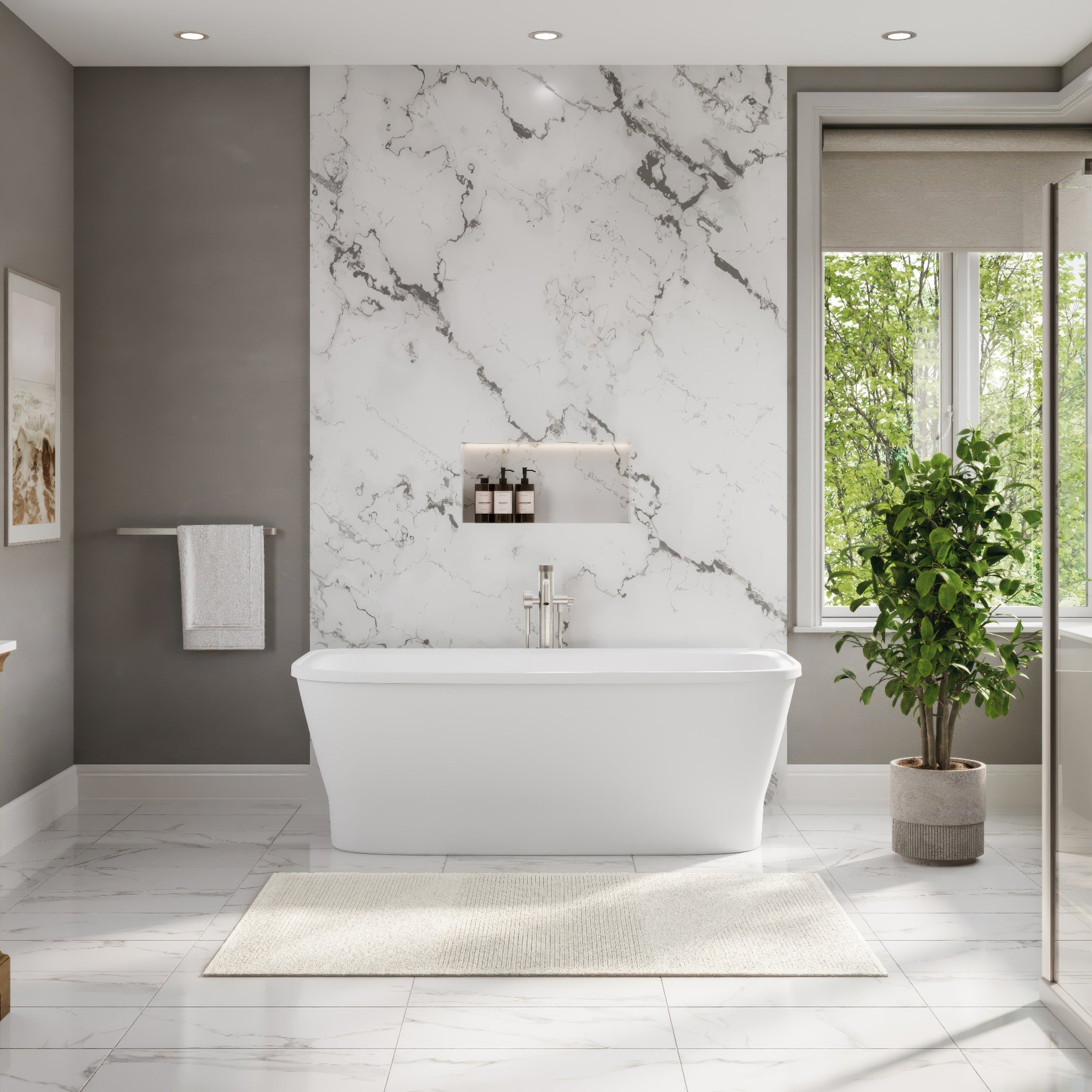 Brecken 68 x 34-Inch Freestanding Bathtub With White Drain and Overflow | Alternative Image 01 | size:68 x 34