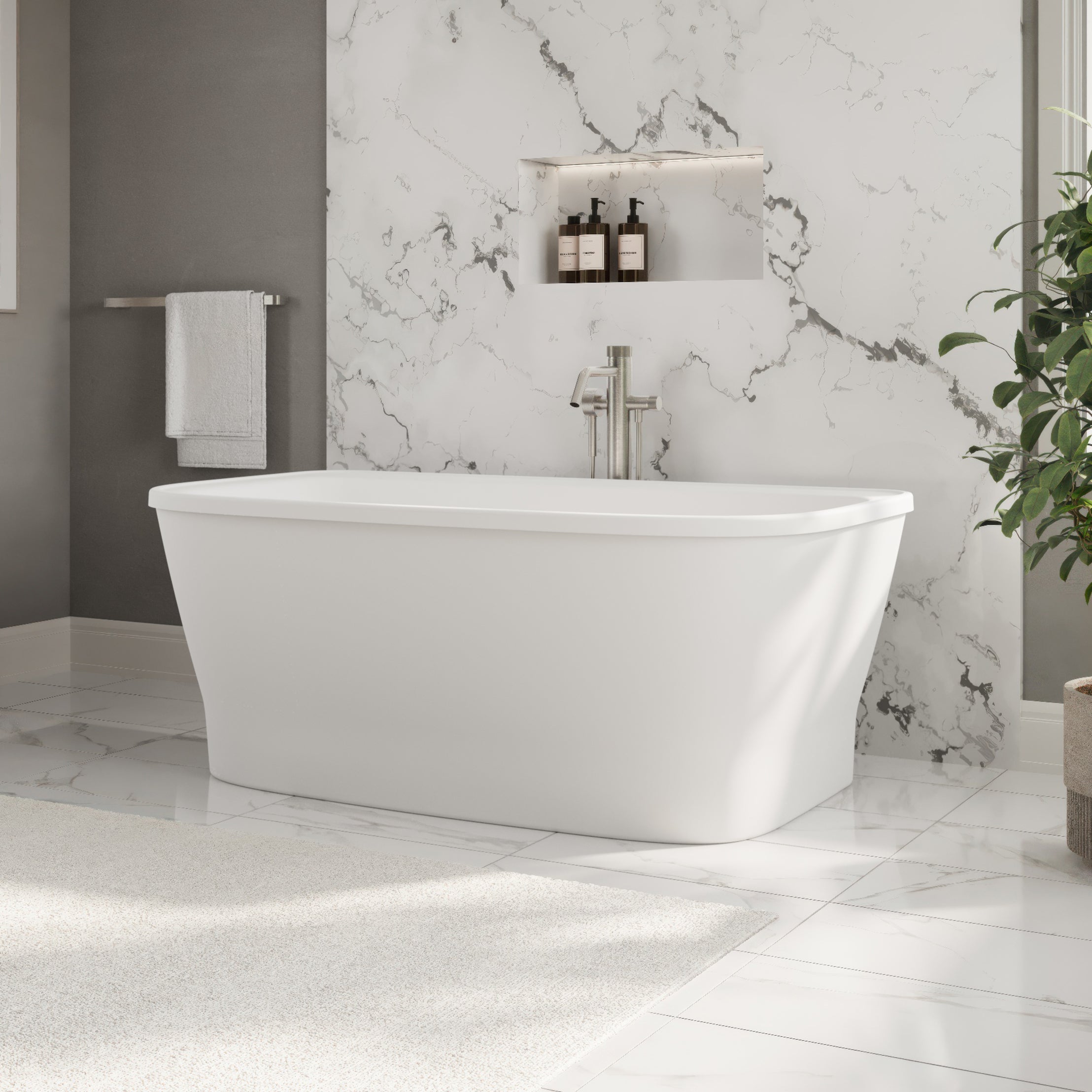 Brecken 68 x 34-Inch Freestanding Bathtub With White Drain and Overflow | Alternative Image 02 | size:68 x 34