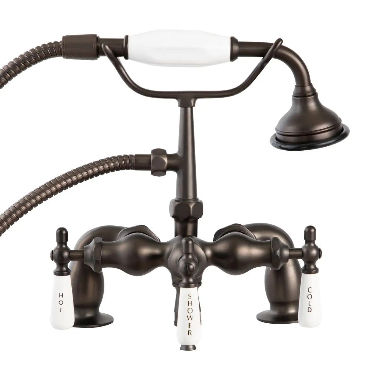 Deck Mount Downspout Tub Faucet with Handshower | Alternative Image 01 | finish:Brushed Nickel