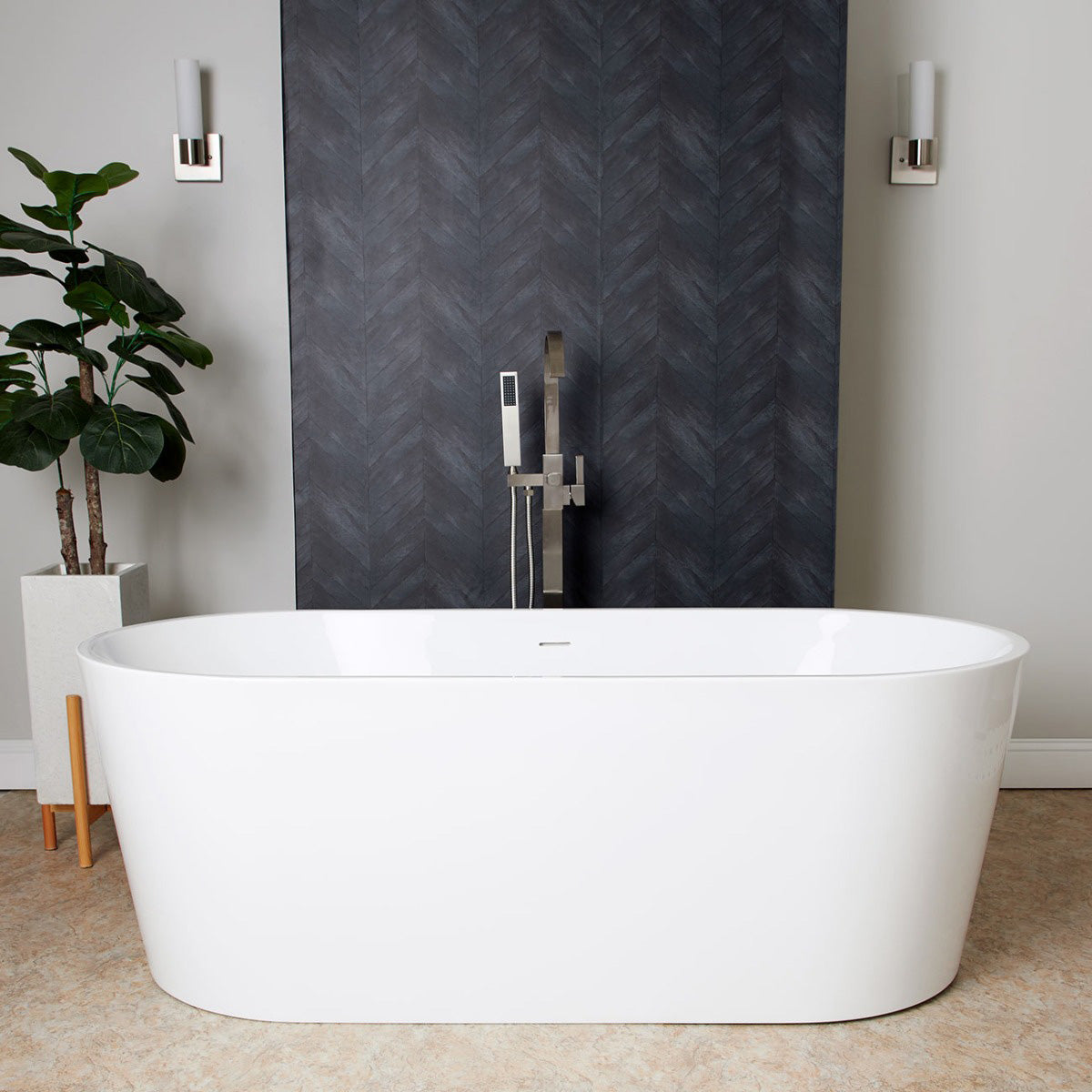 Elizabethan 67 Inch Acrylic Double Ended Freestanding Tub - No Faucet Drillings | Alternative Image 01 | length:67 | drain finish:Brushed Brass