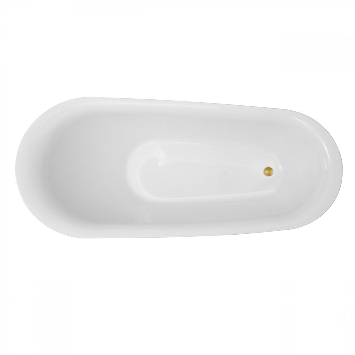 Nordland 71 Inch Acrylic Slipper Freestanding Tub - No Faucet Drillings - Brushed Brass Drain | Alternative Image 03 | drain finish:Brushed Brass