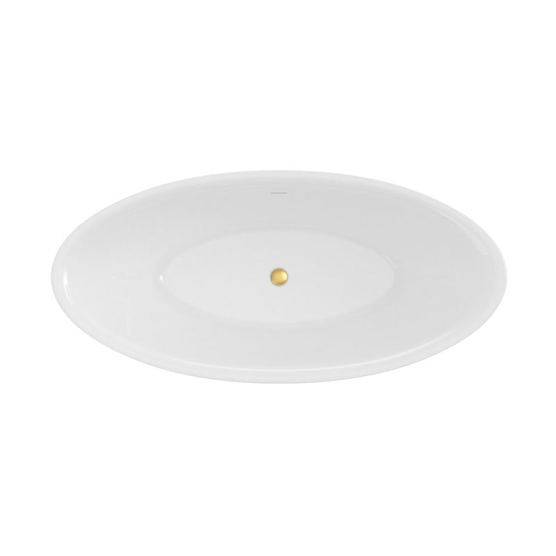 Sunrise 67-inch Acrylic Double Slipper Freestanding Bathtub – No Faucet Drillings | Alternative Image 01 | length:67 | drain finish:Brushed Brass