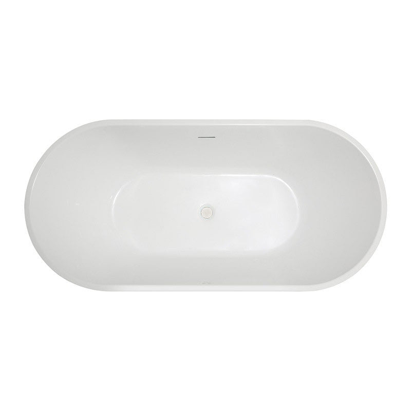 Elizabethan 63 Inch Acrylic Double Ended Freestanding Tub - No Faucet Drillings | Alternative Image 03 | length:63 | drain finish:Polished Nickel