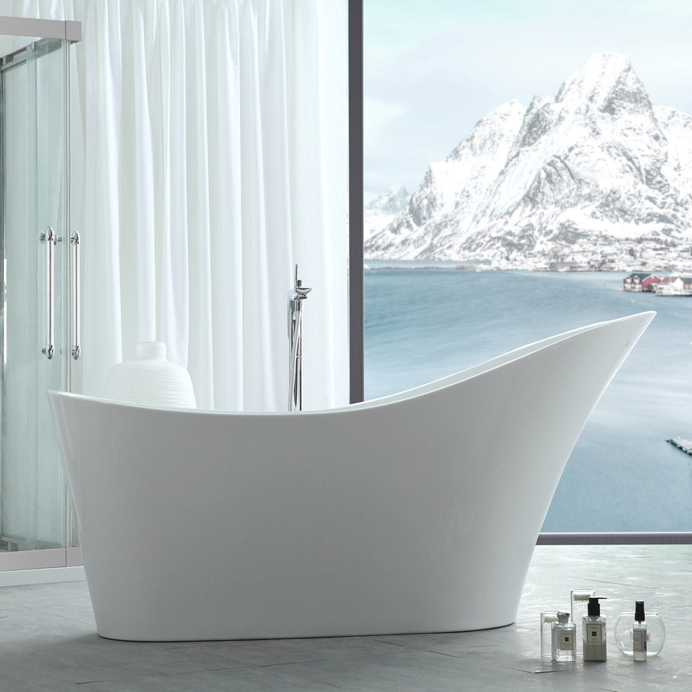 Conner 67 Inch Acrylic Contemporary Slipper Tub - No Faucet Drillings | Alternative Image 01 | drain finish:White