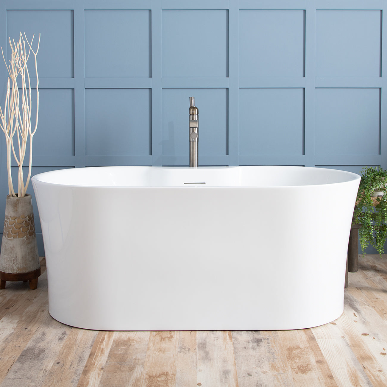 Dustin 67 Inch Acrylic Double Ended Freestanding Tub | Alternative Image 01 | length:67 | drain finish:Polished Nickel