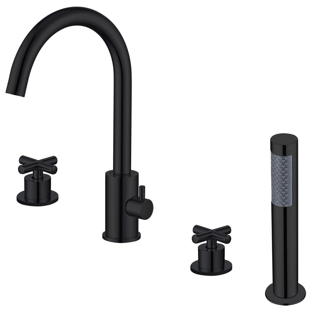 Dustin 67 Inch Acrylic Double Ended Freestanding Tub and Faucet Package | Alternative Image 02 | length:67 | fixture finish:Matte Black | faucet style:Gooseneck 4 Hole Tub Faucet - Cross Handles