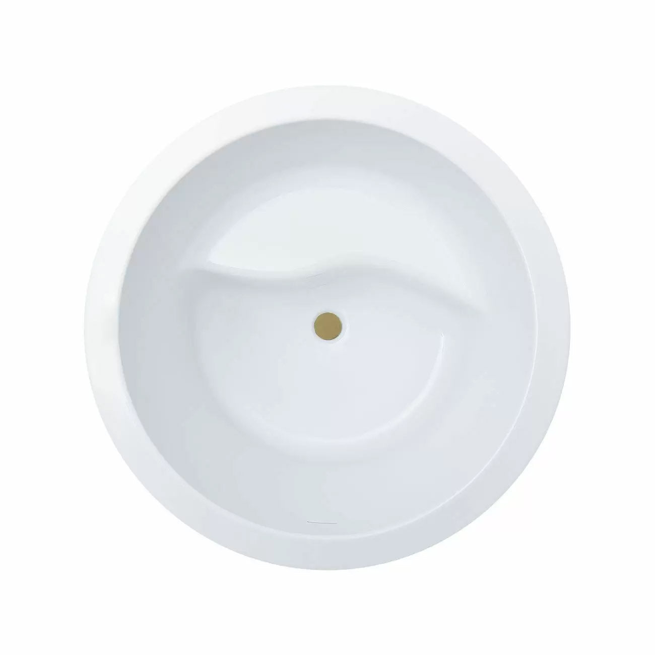 Dexton 41 Inch Acrylic Round Japanese Soaking Tub | Alternative Image 01 | drain finish:Brushed Brass