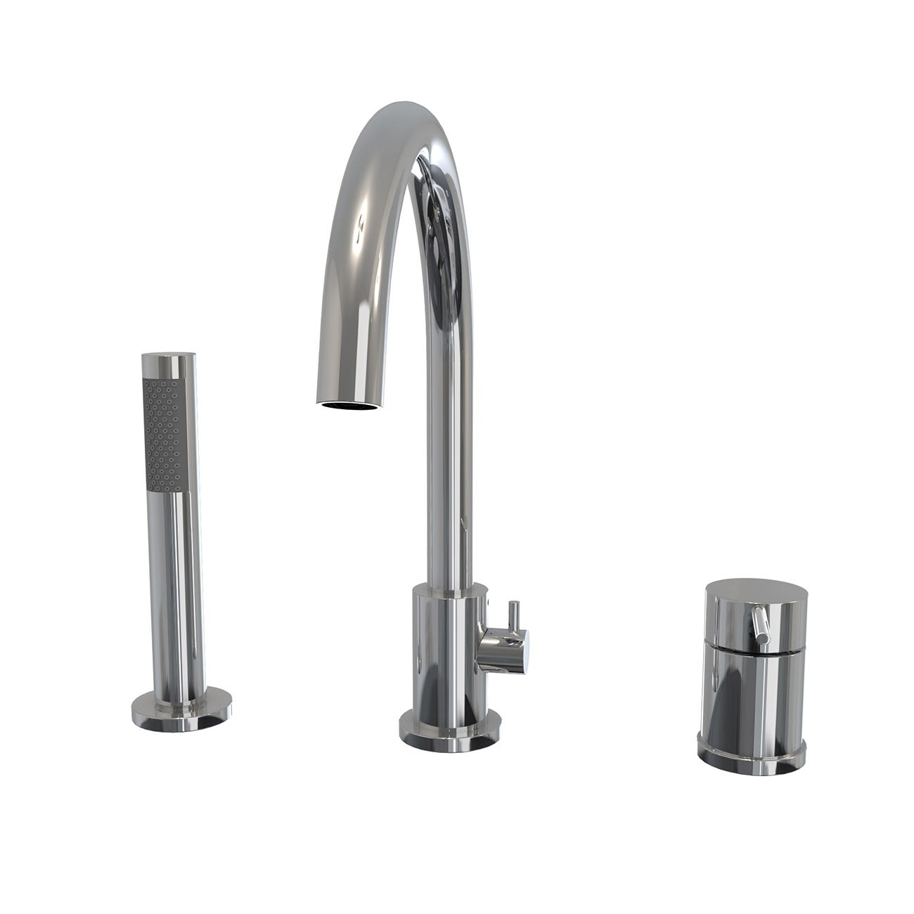 Wexler Acrylic Double Ended Freestanding Tub and Faucet Package | Alternative Image 10 | length:59 | fixture finish:Chrome | faucet style:Contemporary 3 Hole Tub Faucet