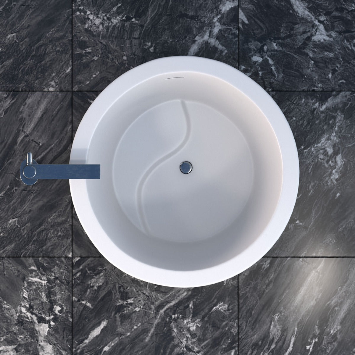 Dexton 41 Inch Acrylic Round Japanese Soaking Tub | Alternative Image 04 | drain finish:Polished Nickel