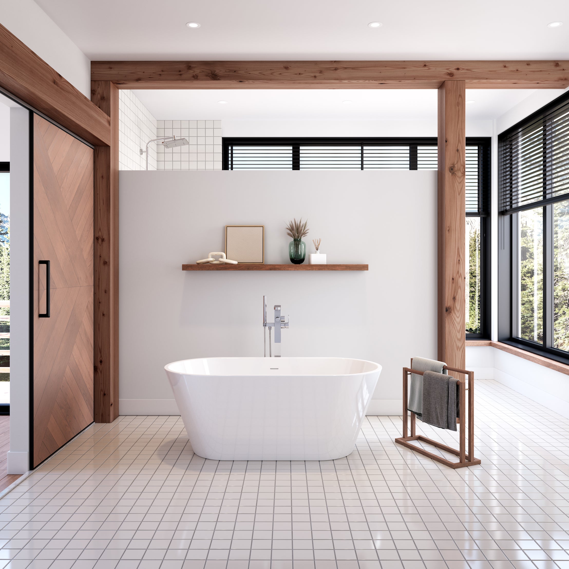 Arlo Acrylic Contemporary Double Ended Tub - No Faucet Drilling | Alternative Image 01 | length:67 | drain finish:Brushed Brass