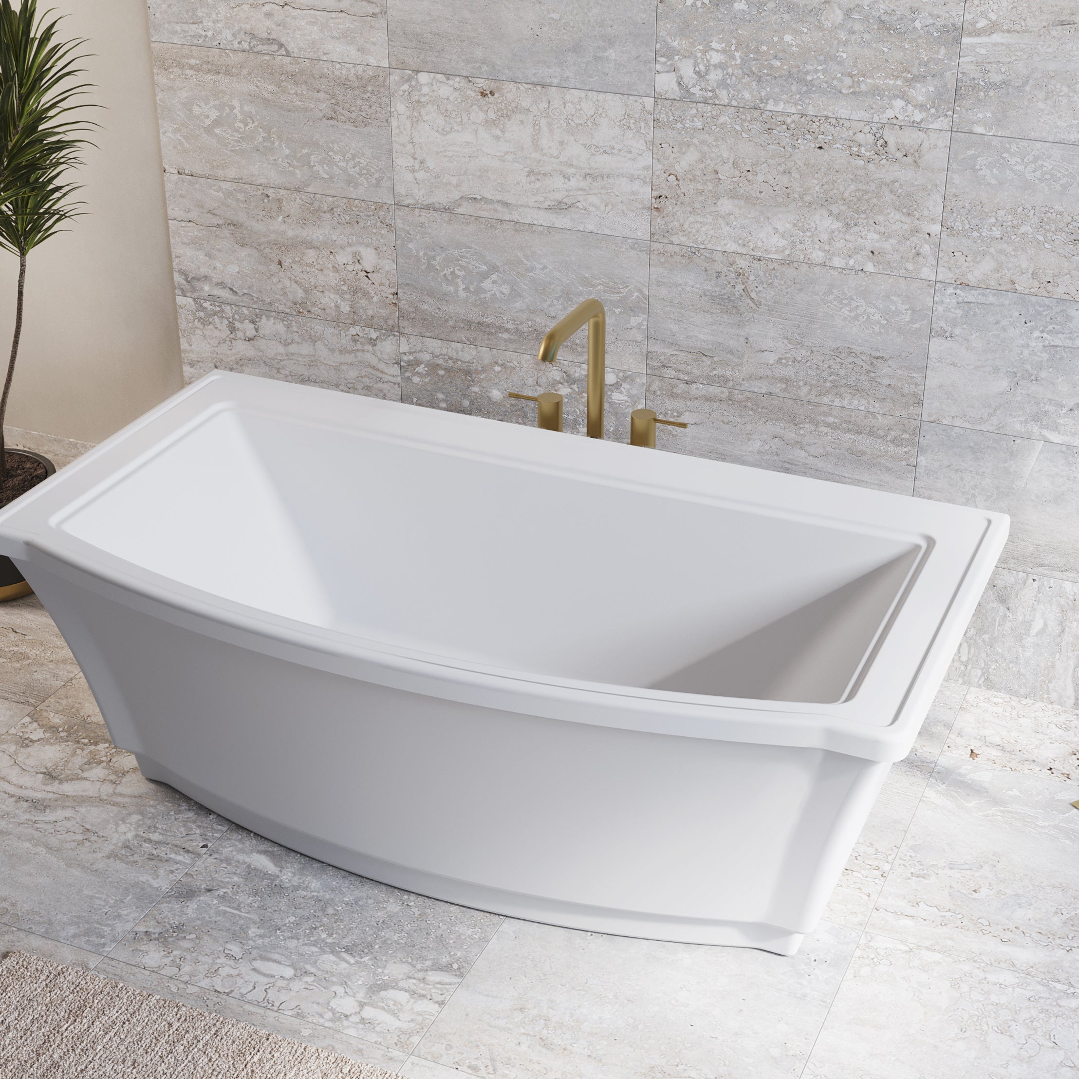 Niven 68 x 36-Inch Freestanding Bathtub | Alternative Image 03 | drain finish:Brushed Nickel
