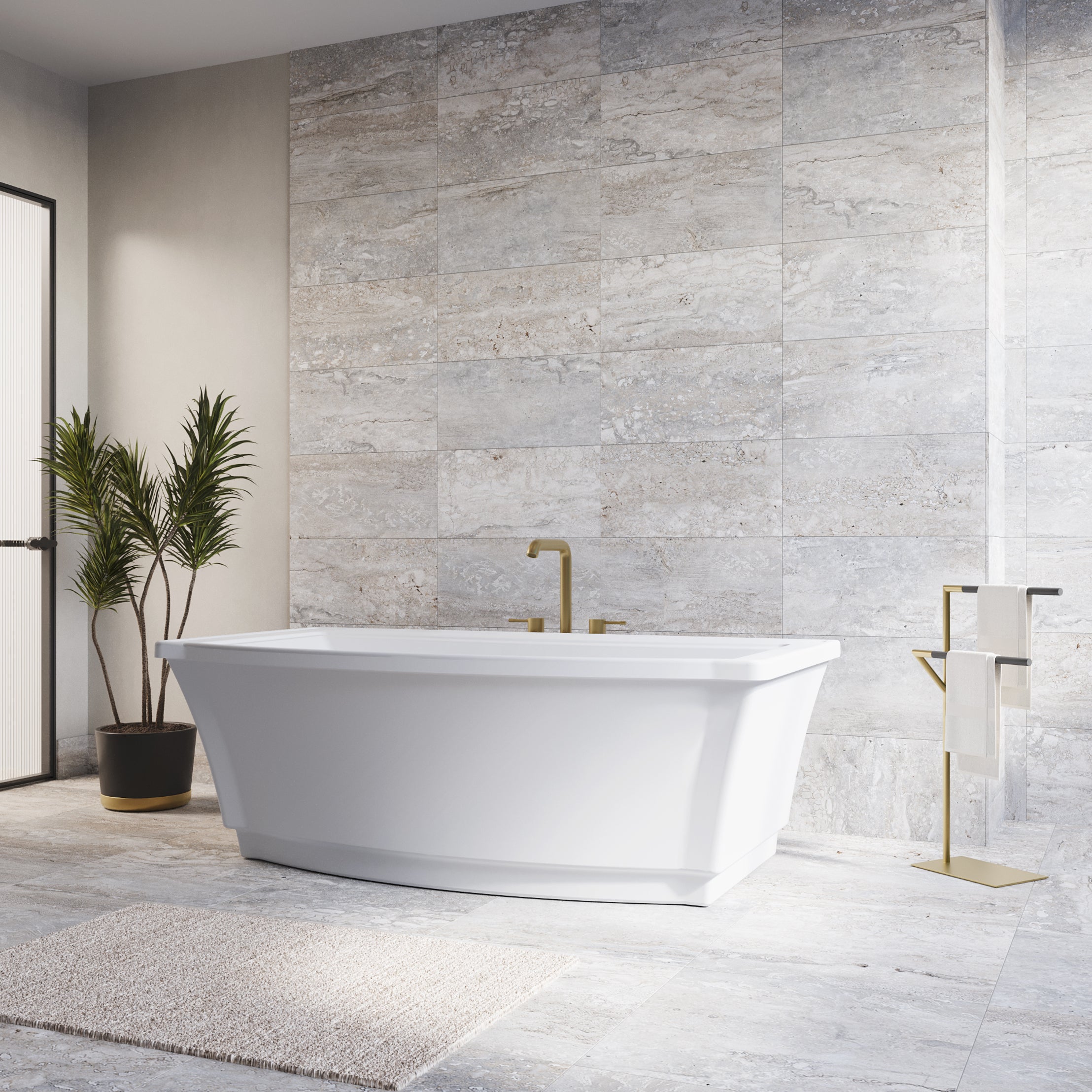 Niven 68 x 36-Inch Freestanding Bathtub | Alternative Image 02 | drain finish:Brushed Nickel