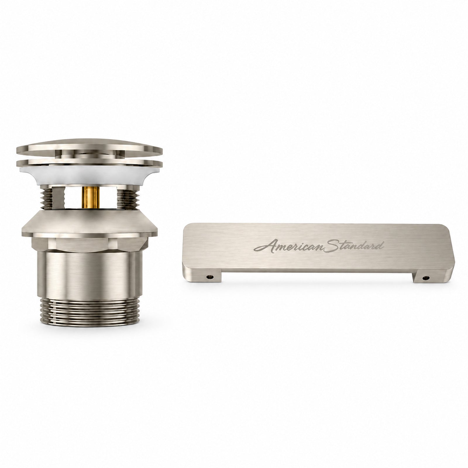 Brisa 68 x 31-Inch Freestanding Bathtub Center Drain With Integrated Overflow | Alternative Image 05 | drain finish:Brushed Nickel
